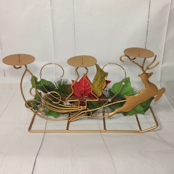 Candle Holder Reindeer Poinsettia Litetyme Handcrafted Metalworks - Picture 6 of 16